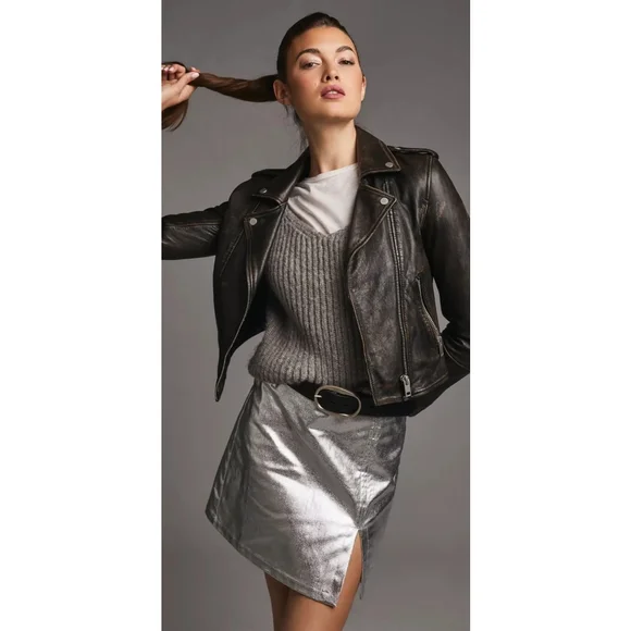 Anthropologie Maeve Metallic Mini Skirt - Picture 2 of 9